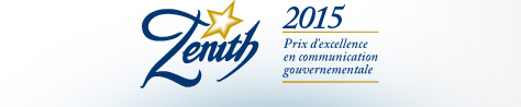 Znith 2015, Prix d'excellent en communication gouvernementale.